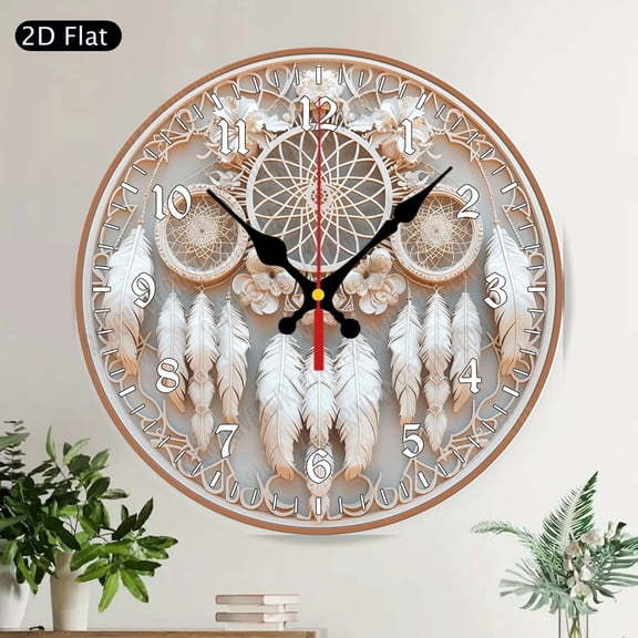 Cute Green Frog Welcome Round Wall Clock, Silent Floral Garden Animal Decor for Kids Room Nursery Kitchen