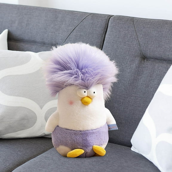 Cute Green Haired Chicken Toy For Adults Stress Funny Animal Stuffed Doll Christmas Decorative Throw Pillow