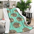 thumbnail image 1 of Cute Green Hedgehog Pattern Blanket,Comfortable Soft Flannel Throw Blanket,All Season,Warm Lightweight Blankets for Sofa Bed Couch Living Room Chair,50"x60", 1 of 4