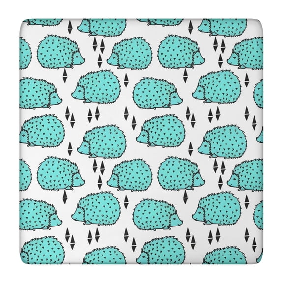 Cute Green Hedgehog Square Fitted Tablecloth with Elastic Edge,Square Table Cover,Washable Elastic Table Cover for Home Kitchen Party Decor 36"x36"