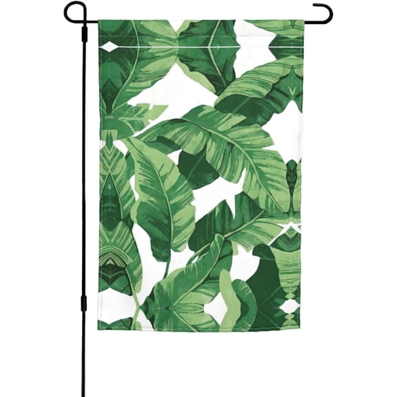 Cute Green Palm Leaves Garden Flag 12x18 Inch Double Sided Farmhouse Yard Outdoor Thanksgiving Decorations