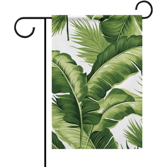 Cute Green Palm Leaves Garden Flag 12x18 Inch Double Sided Yard Flags, Fade-Resistant Outdoor Flag for Yard, Lawn & Patio