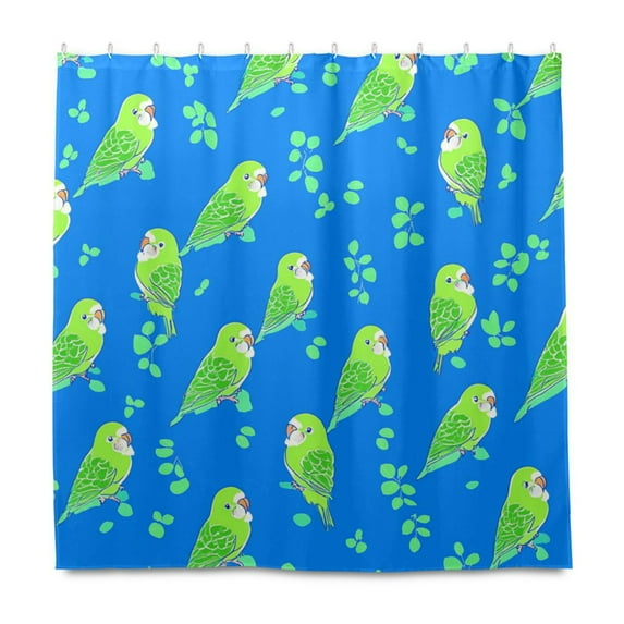 Cute Green Parrot Shower Curtain Liner 72x72 Inch Waterproof Shower Curtains Decorative Bathroom with 12 Pack Hooks