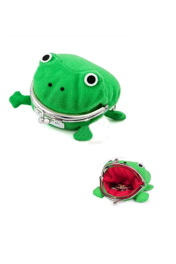 Cute Green Plush Frog Coin Purse, Frog Coin Key Mini Wallets For Kids Adult