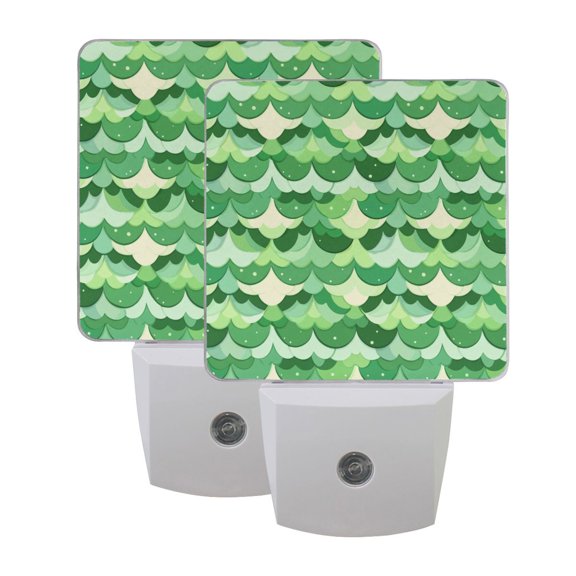Cute Green Scale Picture LED Night Light with Smart Sensor Plug Into Wall Dusk to Dawn 2 packs