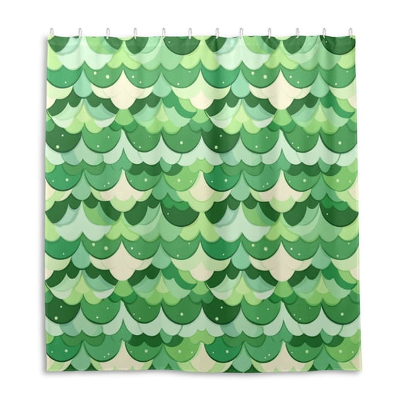 Cute Green Scale Picture Shower Curtain Liner 66x72 Inch Waterproof Shower Curtains Decorative Bathroom with 12 Pack Hooks