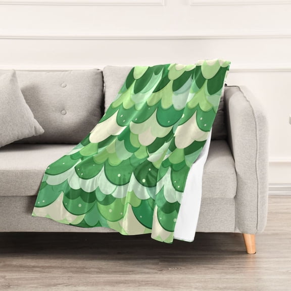 Cute Green Scale Picture Throw Blanket 60" x 90" Soft and Warm Blankets for Couch Sofa and Bed