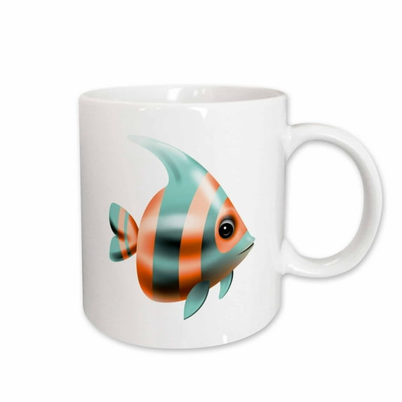 Cute Green and Orange Stripe Fish 15oz Mug mug-340041-2