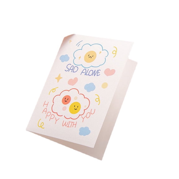Cute Greeting Card  Sad Alone, Happy With You  Encouraging Design  Blank Inside, Envelope Included  Perfect for Sharing Love and Support