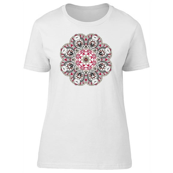 Cute Grey & Pink Floral Mandala T-Shirt Women -Image by Shutterstock, Female Small