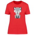 thumbnail image 1 of Cute Grey Wolf Doodle Cartoon Tee Women's -Image by Shutterstock, 1 of 2