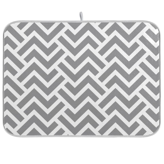 Cute Grey and White Stripes Dish Drying Mat Microfiber Kitchen Mats Large Counter Absorbent Dish Pad Drainer Rack 18"x24"
