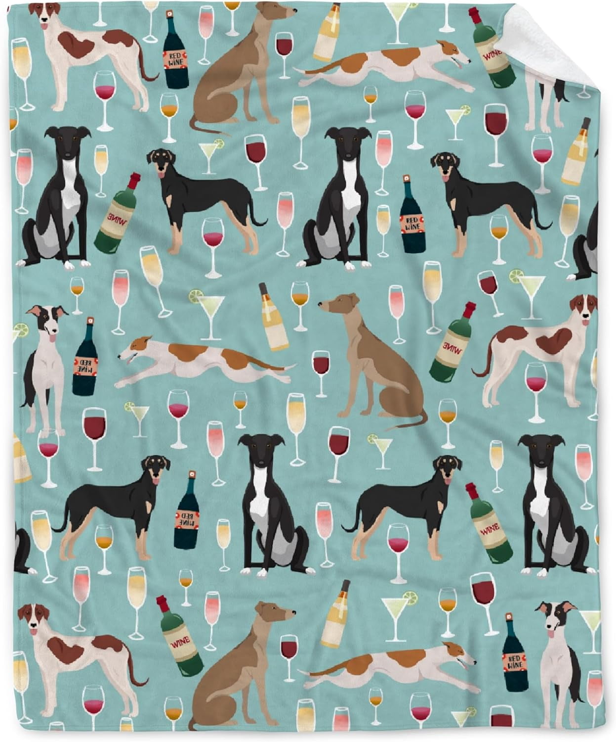 Cute Greyhound Dog Fleece Flannel Gift Blanket Lightweight Soft Throw Puppy Dog Lovers Gift Blanket for Women Men Funny Decoration Gift Blanket for Bed Couch Travel Outdoor 50''''x 60'''' for Teens