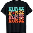 thumbnail image 1 of Cute Groovy Stethoscope Nurse Life Nursing Nurse Week Nurse T-Shirt Black Small, 1 of 4