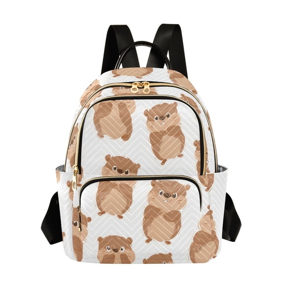 Cute Groundhog Pattern Fashion Backpack Quilted Lightweight Women Travel Daypack 14L