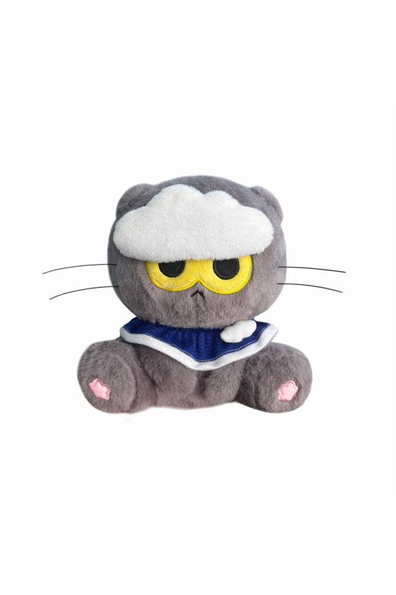 Cute Grumpy Cat Plush Toy Soft Stuffed Cat Doll Grey Sitting Plushie with Hat Outfit Decorative Throw Pillow Collectible Figure Home Decor Gift