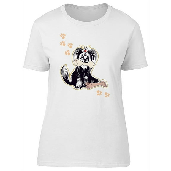 Cute Grunge Dog Cartoon T-Shirt Women -Image by Shutterstock, Female x-Large