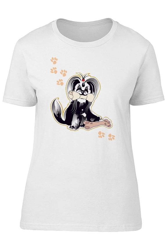 Cute Grunge Dog Cartoon T-Shirt Women -Image by Shutterstock, Female x-Large