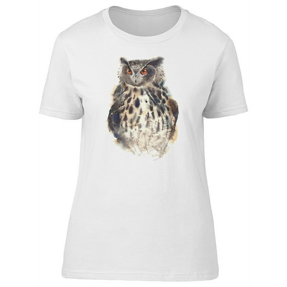 Cute Grunge Watercolor Owl Tee Women's -Image by Shutterstock