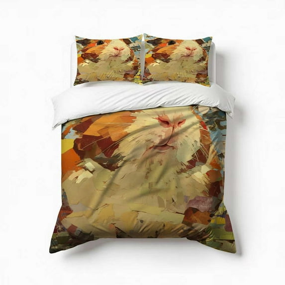 Cute Guinea Pig Bedding Set 3 Pcs Soft Microfiber Quilt Cover For Bedroom Decor, Comforter Cover With 2 Pillowcase