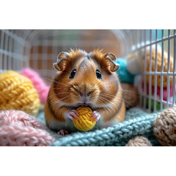Cute Guinea Pig Hamster -300 Pieces of Adult Jigsaw Puzzles- Wooden Puzzles-Animals and Plants Puzzle Decompress Games Challenge Toys Best Gifts-Home Kitchen Decoration Props