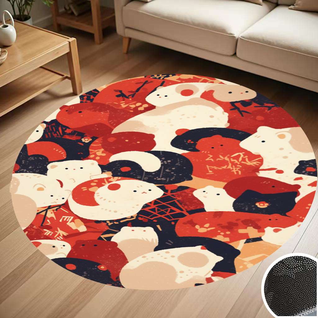 View of Cute Guinea Pig Round Carpet Living Room Bedroom Home Decoration Coffee ...