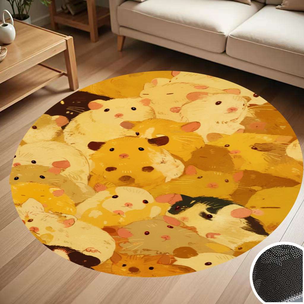 Cute Guinea Pig Round Carpet Living Room Bedroom Home Decoration Coffee ...