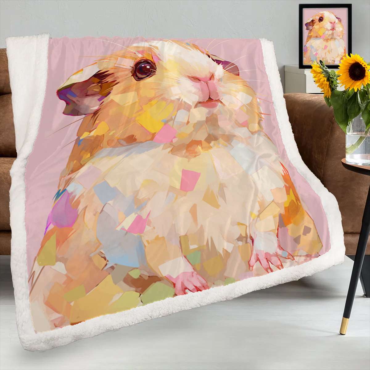 Cute Guinea Pig Sherpa Blanket Throw Blanket For Bed Chair Sofa Blanket ... - Spatial Jams Guinea Pig Fiber
