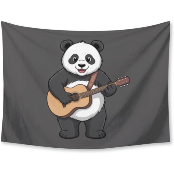 Cute Guitar Panda Tapestry for Bedroom Wall Hanging Decor for Dorm Living Room College, 30" X 40" Indoor Outdoor