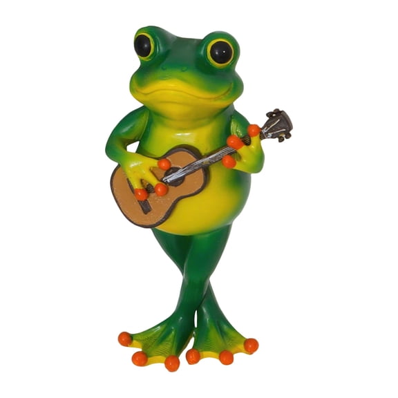 Cute Guitar-Playing Frog Miniature Statue Planter Accessory, Garden Patio Balcony Aesthetic Ornament For Lovers, Collectible Outdoor Decor Gift