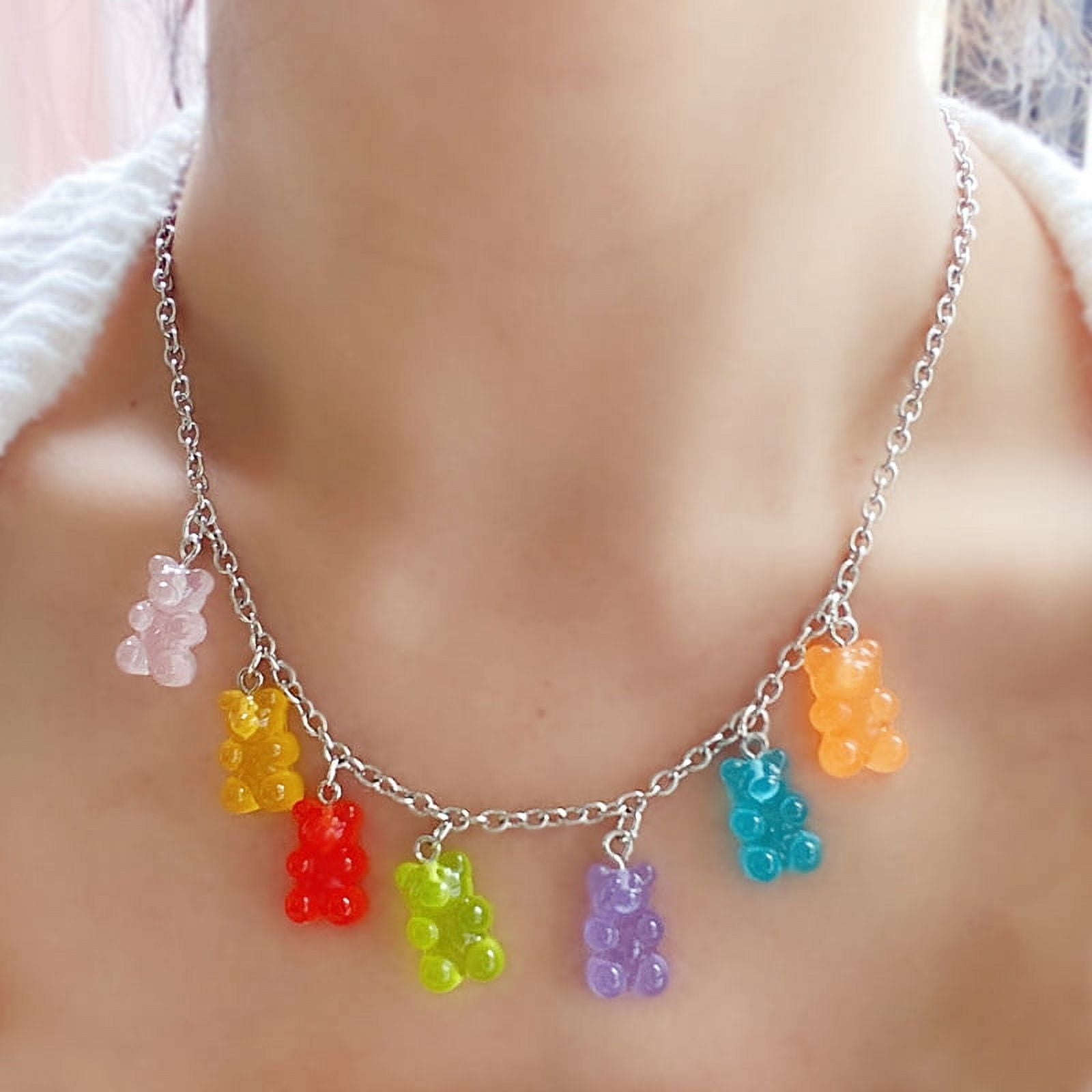 Big M Necklace Cartoon Teddy Bear Pendant Cute Children's Love Necklace  Design Accessories Necklace Chains for Pendants 