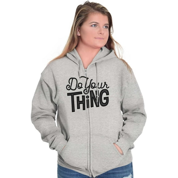Cute Gym Workout Do Your Thing Saying Womens Plus Size Graphic Zipper Hoodie Brisco Brands 4X