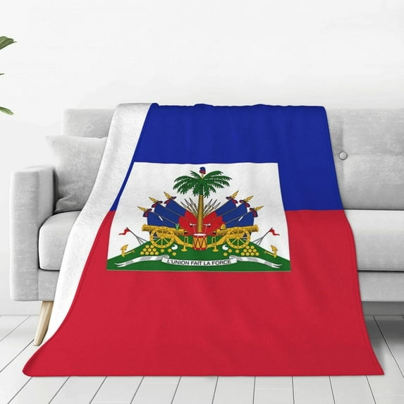 Cute Haiti Flag Throw Blanket for Women Men Warm Soft Fleece Blankets and Throws for Couch,Bed,Sofa 60"x50"