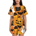 thumbnail image 1 of Cute Halloween (1) Womens Pajamas Short Set Soft Short Sleeve Sleepwear Button Down Pjs Set with Pockets S XXL Medium, 1 of 5