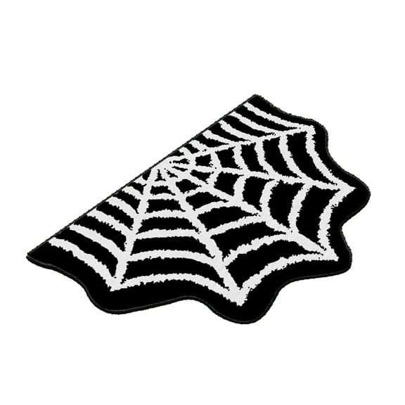 Cute Halloween Bath Rugs Ghost Spiderweb Angel Pattern Mat for Bathroom Kitchen, Non Slip Floor Mat Soft Absorbent Plush Bathtub Rug Polyester Fiber Shower Rugs Washable Bath Tub Mat