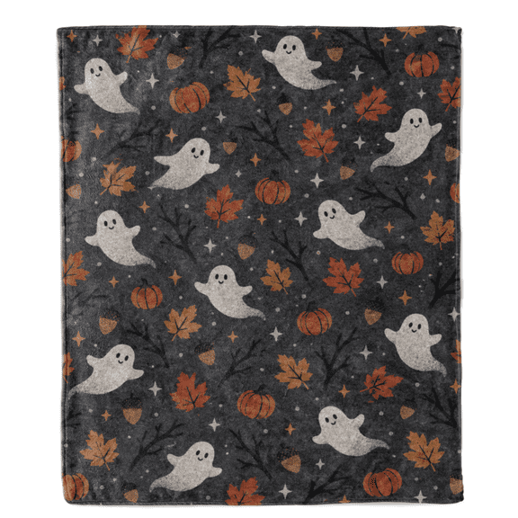 Cute Halloween Blanket Spooky Ghost All Over Dark Pattern Print, Cozy Flannel Throw Gifts for Men Women Family Friends Kids Pets Birthday Holiday Gifts