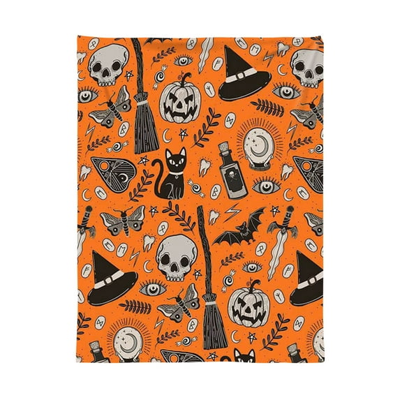 Cute Halloween Blankets Soft Pumpkin Pattern Throw Blanket, Fall Throw Blanket Farmhouse Holiday Decor for Home Living Room Sofa Couch Bed Travel Gifts