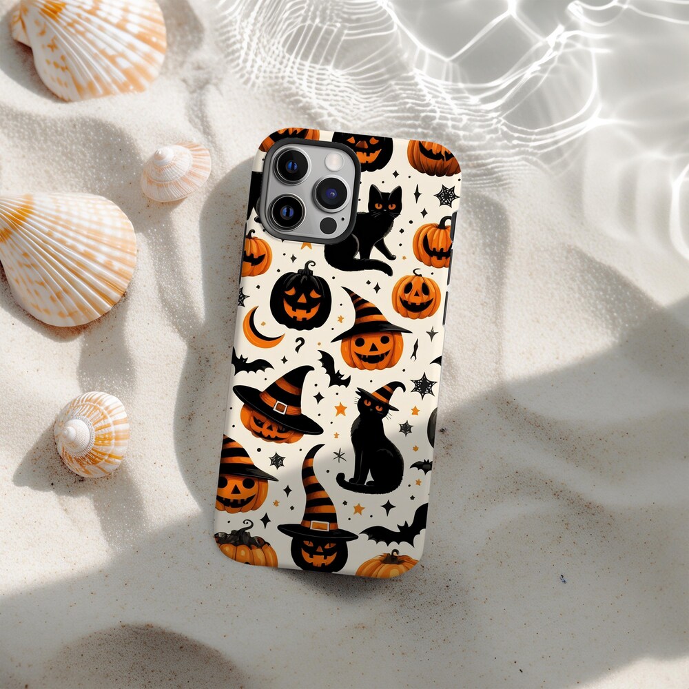 Cute Halloween Cat Bat Pumpkin Ghost Horror Phone Case for 17 16 15 14 ...