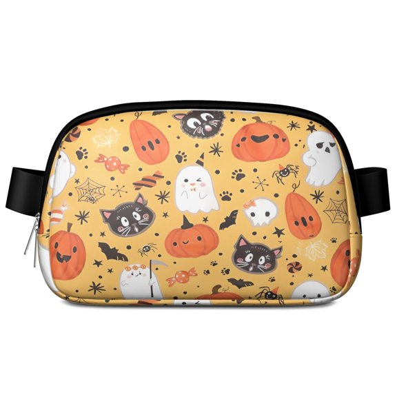 Cute Halloween Elements Pattern Cute Fanny Packs for Women,Travel Waterproof Crossbody Fanny Bags Waist Purse for Women Anti Theft Adjustable Strap for Running Travel Cycling