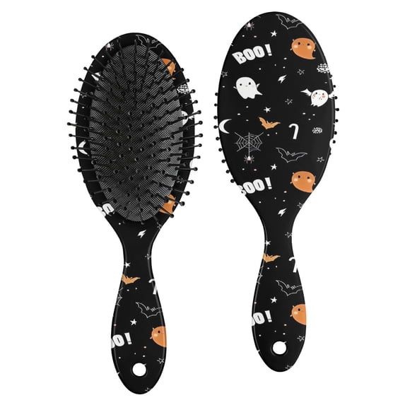 Cute Halloween Elements Pattern Hair Brush,Girls Detangling Hair Brush,Glide Through Tangles with Ease for Wet & Dry Hair,8.8"X2.8"
