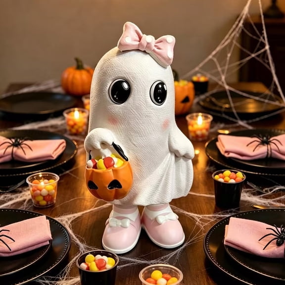 Cute Halloween Figurines, Gothic Ghost Halloween Decorations Indoor, Spooky Resin Tabletop Ghostface Action Figure for Shelf, Mantel, Tabletop Display