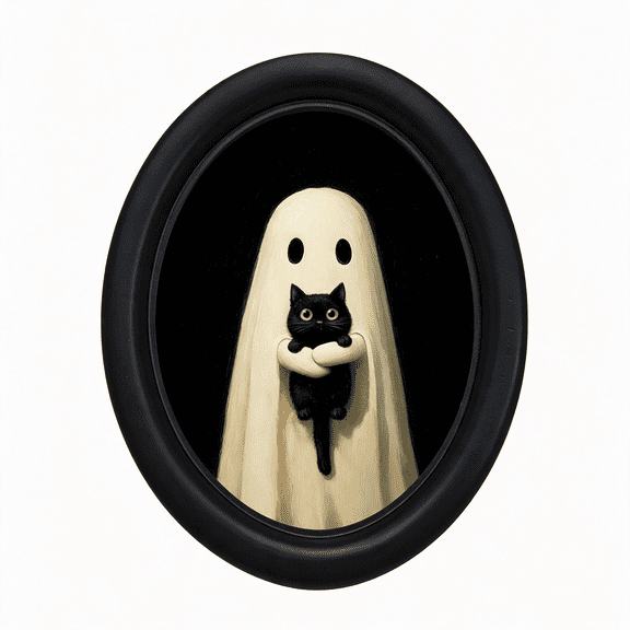 Cute Halloween Framed Wall Art Framed, Ghost Fall Halloween Framed Artwork, Vintage Decorative Ghost Pictures Wall Decor for Indoor Home Living Room