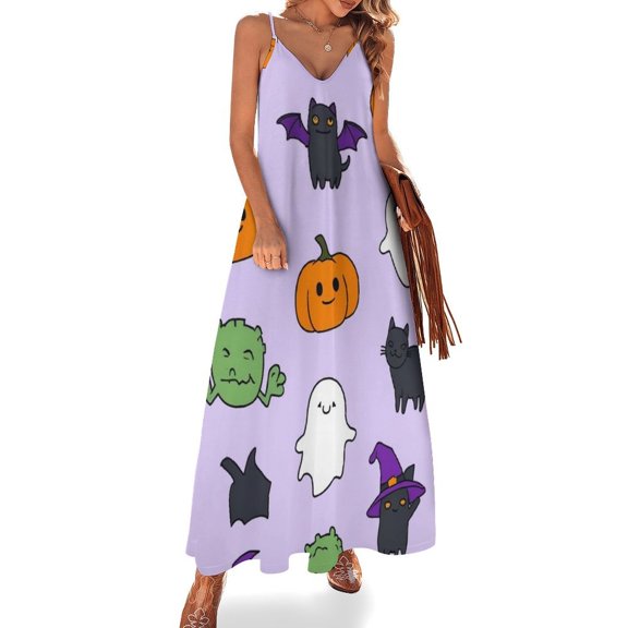 Cute Halloween Friends Sleeveless Dress Women's Evening Dress Womans Clothing