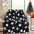 thumbnail image 1 of Cute Halloween Ghost Bat Blanket, Spooky Halloween Blankets and Throws, Halloween Fleece Throw Blanket, Halloween Throws Gifts for Kids, Black, 50" x 60", 1 of 6