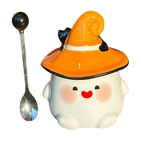 Cute Halloween Ghost Coffee Mug, Ceramic Tea Cup, Novelty, Festive, Halloween Decorations, Gift for Women, Friends, and Coworkers