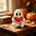 thumbnail image 1 of Cute Halloween Ghost Figurine, Spooky Mini White Ghost Statue Holding Watermelon Slice, Resin Desktop Ornament, Tiered Tray Decor for Trick or Treat Fall Haunted House Indoor Shelf Party Gift, 1 of 5
