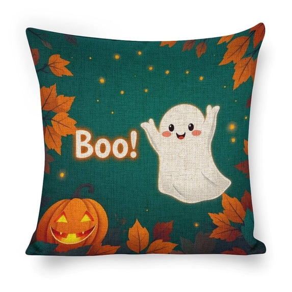 Cute Halloween Ghost Linen toss pillowcase Decoration pillowcase Gift preferred 20x20" Cushion cover 1 set Sofa pillowcase Sofa bedroom living room car