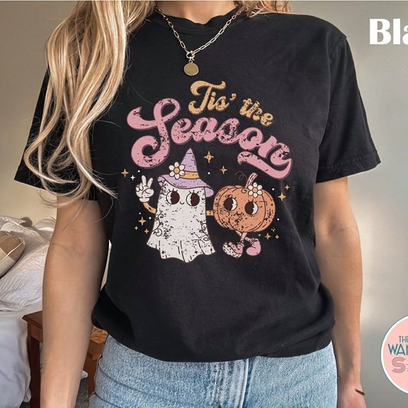 Cute Halloween Ghost & Pumpkin S1Hirt, Tis The Sean , Fall Graphic , Spookean Aesthetic, Kawa Ghost T-S1Hirt,