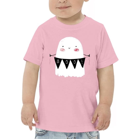 Cute Halloween Ghost W Banner T-Shirt Toddler -Image by Shutterstock, 3 Toddler