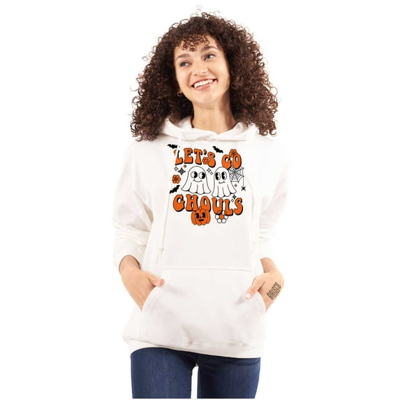 Cute Halloween Ghosts Let's Go Ghouls Hoodie Sweatshirt Women Brisco Brands S